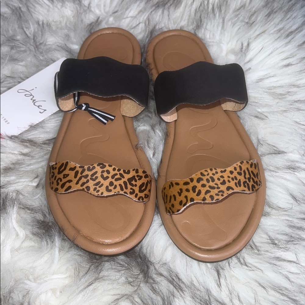 NIB Joules Aimee Snakeskin Embossed Leather Slide Sandal - Picture 4 of 11